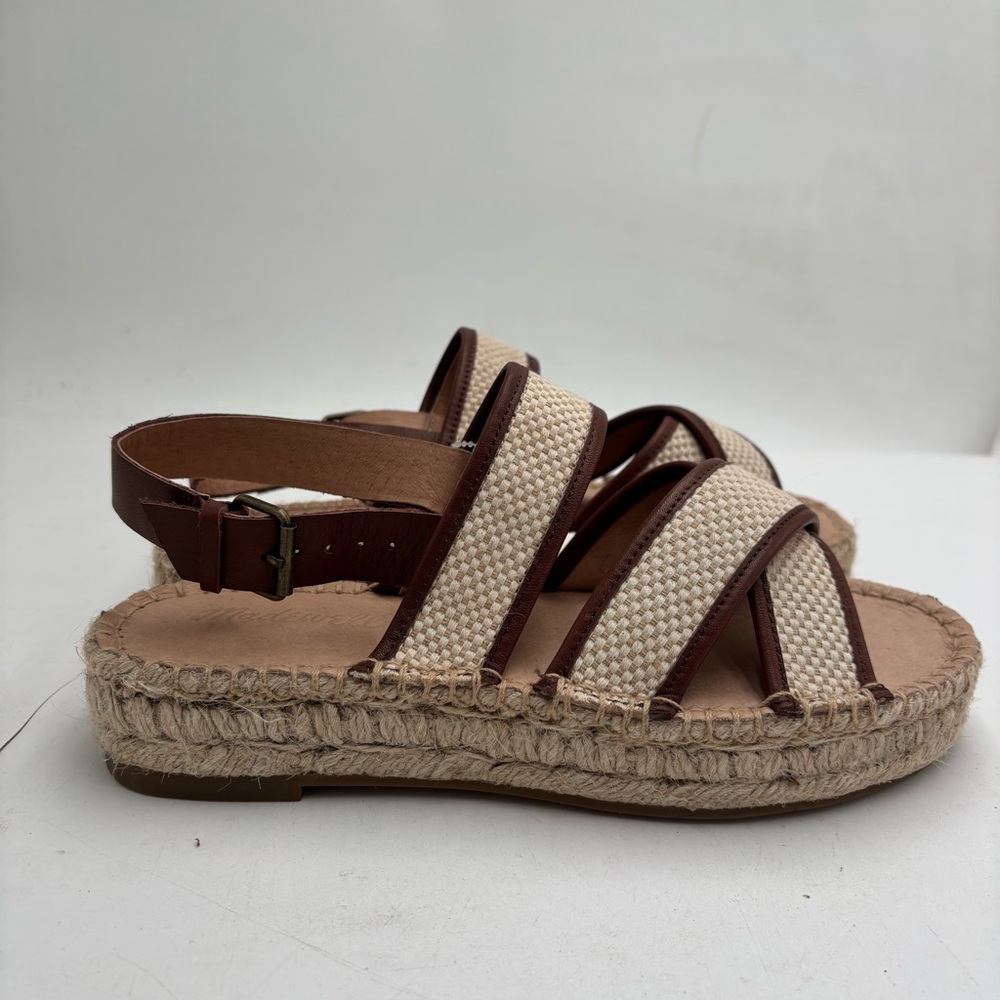 New Madewell Women’s 7 The Julie Espadrille Rich Brown Multicolor Sandals
